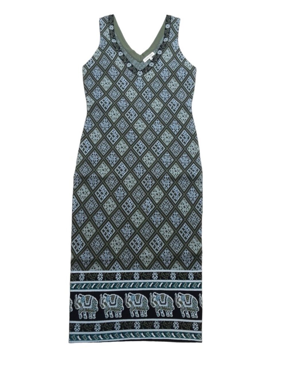 Ronny Kobo Unice Boho Jacquard Dress Women Size Small Knit Bodycon Elephant Hem